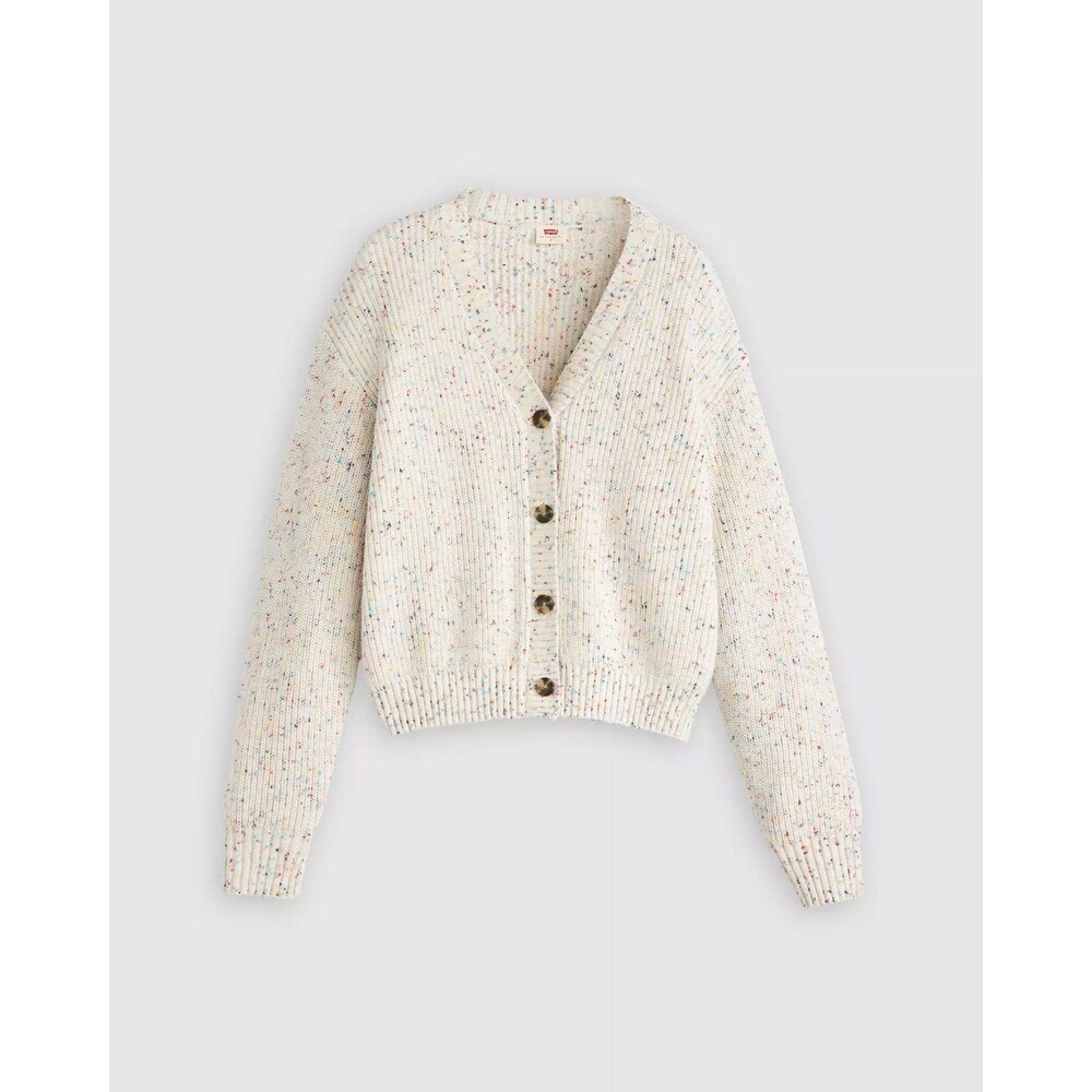 Levi’s Women's Speckled Knit V-Neck Button-Up Snowflake Cardigan Sweater